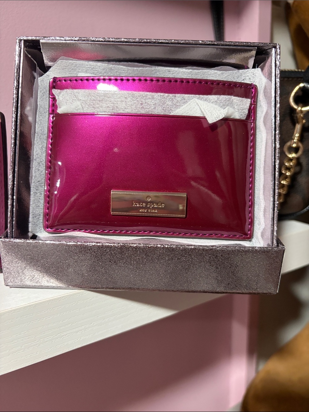 kate spade Metallic Rose Glitter Card Case